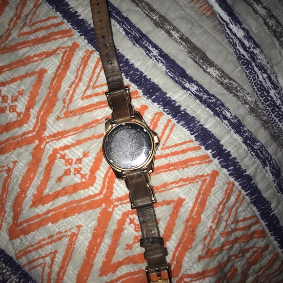 RILEY MULTIFUNCTION ROSE-TONE & SAND LEATHER WATCH - Picture 6 of 8